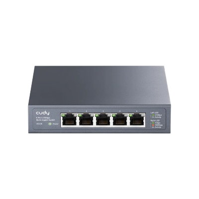 Picture of CUDY HS105 - 5-Port 2.5Gbps Unmanaged Switch - 5× 2.5G Ethernet Ports - Max 10.5W, Idle 4.7W - 119×85×28 mm (4.69×3.35×1.1") - IGMP Snooping, Loop Prevention - Desktop, Rack-Mount