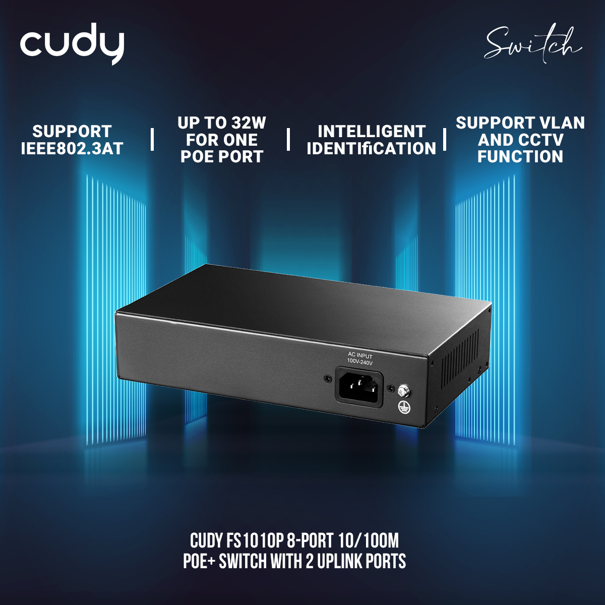 Picture of Cudy FS1010P 8-Port 10/100M PoE+ Switch with 2 Uplink Ports
