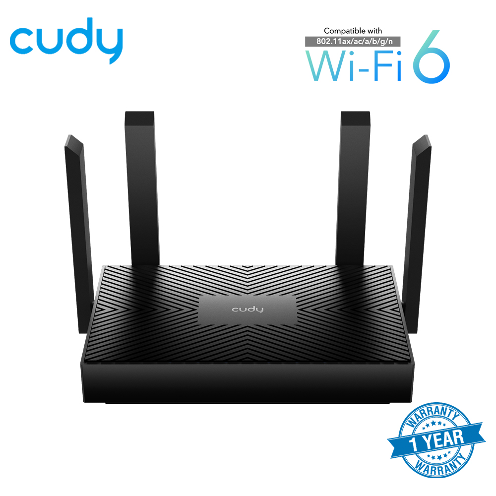 Picture of Cudy WR1500 AX1500 Dual-Band Gigabit Wi-Fi 6 Router - 4× Fixed Omni-Directional Antennas - Dual Band -  1201 Mbps (5 GHz), 300 Mbps (2.4 GHz) - OFDMA, Beamforming and MU-MIMO