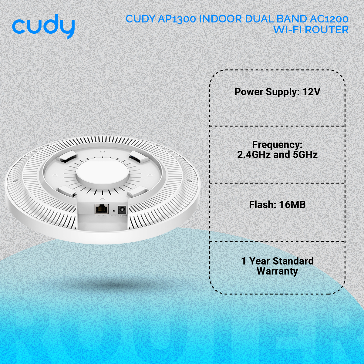 Picture of CUDY AP1300 Indoor Dual Band AC1200 Gigabit Wireless Access Point / Router - AC1200 Dual Band Wi-Fi Speed - 1× Gigabit WAN/LAN (PoE In) - Multi-Mode: AP/Router/RE/WISP - Mesh