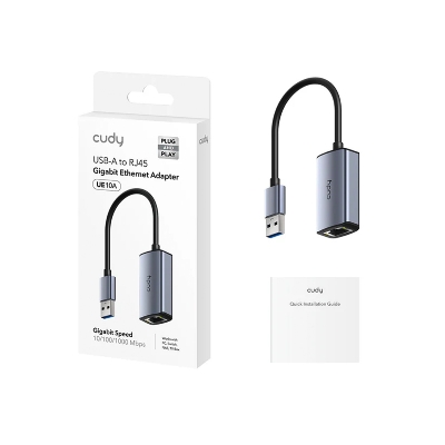 Picture of CUDY UE10A USB-A to Gigabit Ethernet Adapter - 10/100/1000 Mbps Ethernet Port - PC / Mac / iPad / iPhone / Android / Nintendo - Plug and Play - Wake on LAN, Flow Control