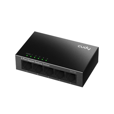 Picture of CUDY GS105 - 5-Port Gigabit Desktop Switch - Super-Fast Gigabit – Five 10/100/1000 Mbps non-blocking ports for smooth data transfer - Extra Transmission Distance – Supports up to 140 meters of Gigabit wiring - Power Saving – Reduces electricity use