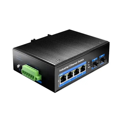Picture of Cudy IG1004S2P  4-Port Gigabit Industrial PoE+ Switch with 2 SFP Slots - 4× PoE+ RJ45 Ports – 10/100/1000 Mbps, 30W each - 2× SFP Ports – Multi-mode 2 km, single-mode up to 80 km - Wide Temp Range – -40℃ to 85℃ operation