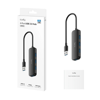 Picture of CUDY UH40A 4-Port USB 3.0 Hub - 1× Upstream USB-A Male (5 Gbps) - 4× USB-A 3.2 Gen 1 (5 Gbps) - Universal Compatibility - 34 g (1.2 oz.)