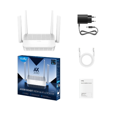Picture of Cudy WR3000S AX3000 Gigabit Mesh Wi-Fi 6 Router -  4-Stream Dual-Band Wi-Fi 6 - 5× Gigabit Ethernet Ports - 2402 Mbps + 574 Mbps Wi-Fi - 200 Connected Devices, Cudy App, Cloud Control -  2,500 square feet coverage