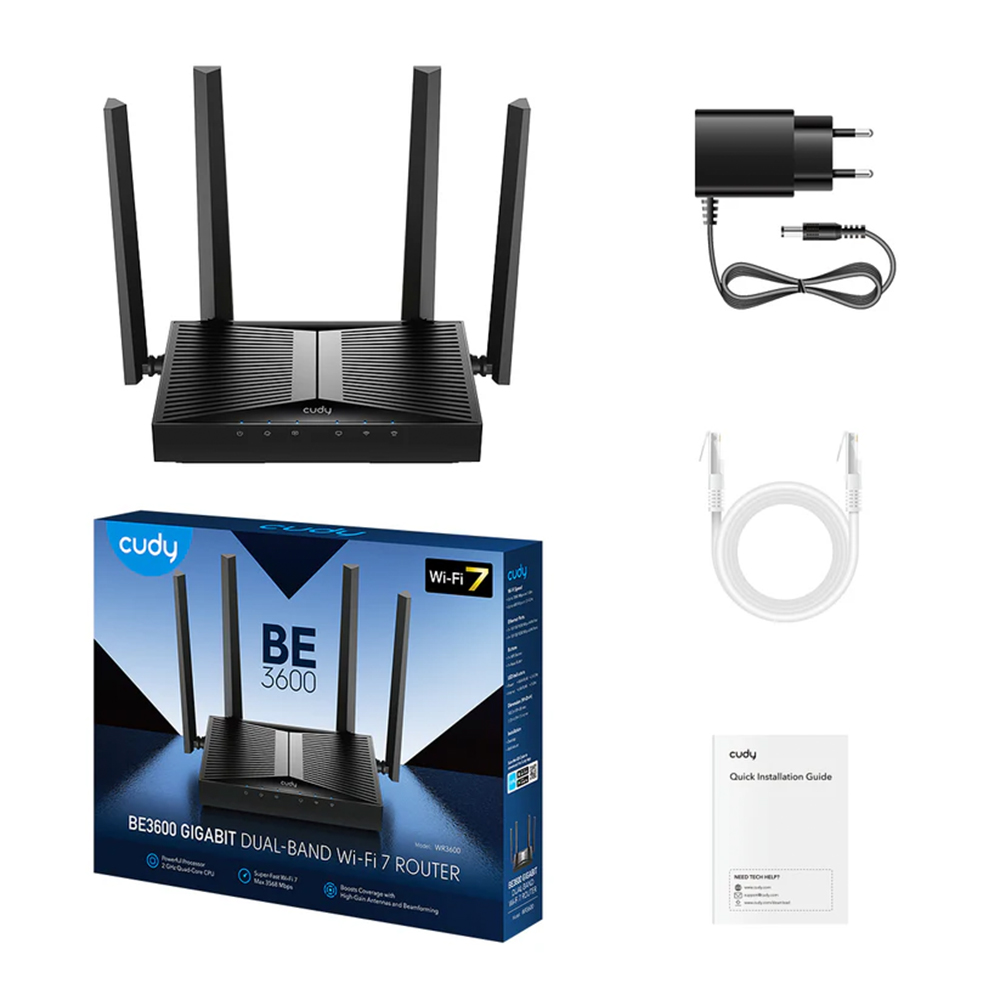 Picture of Cudy WR3600 BE3600 Gigabit Mesh Wi-Fi 7 Router - 4-Stream Dual-Band Wi-Fi 7 - Cudy App, Cloud Control