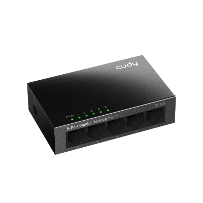 Picture of CUDY GS105 - 5-Port Gigabit Desktop Switch - Super-Fast Gigabit – Five 10/100/1000 Mbps non-blocking ports for smooth data transfer - Extra Transmission Distance – Supports up to 140 meters of Gigabit wiring - Power Saving – Reduces electricity use