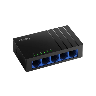 Picture of CUDY GS105D - 5-Port 10/100/1000Mbps Gigabit Desktop Switch - 5× 10/100/1000 Mbps Ports, Auto-Negotiation, Auto-MDI/MDIX - Max 140 m transmission distance with Cat 5e or higher standard cables - Power saving strategy