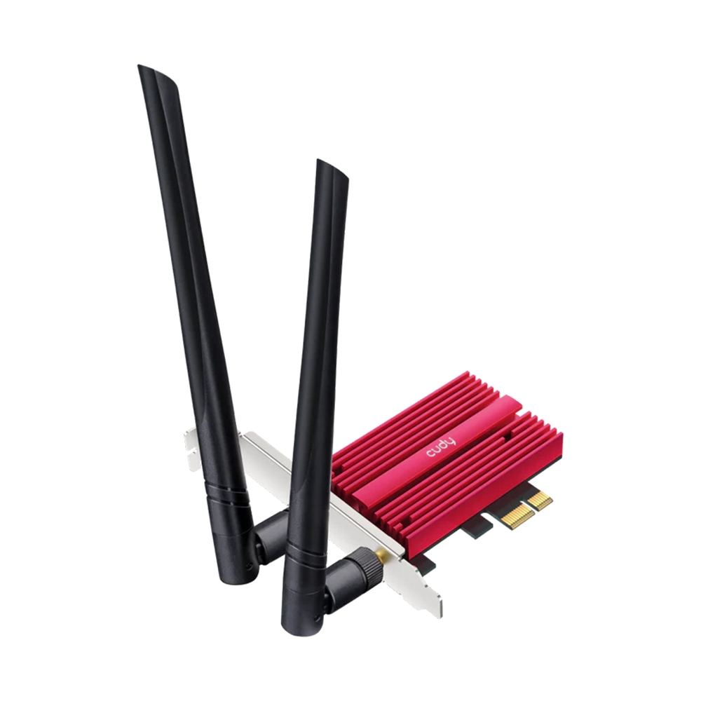 Picture of Cudy WE3000S AX5400 V2 Wi-Fi 6E Bluetooth 5.3 PCI-E Adapter - Tri-Band Wi-Fi 6E - 2.4 Gbps + 2.4 Gbps + 574 Mbps WiFi - Bluetooth 5.3 - Intel AX210 Module - Detachable Antennas on Magnetic Base