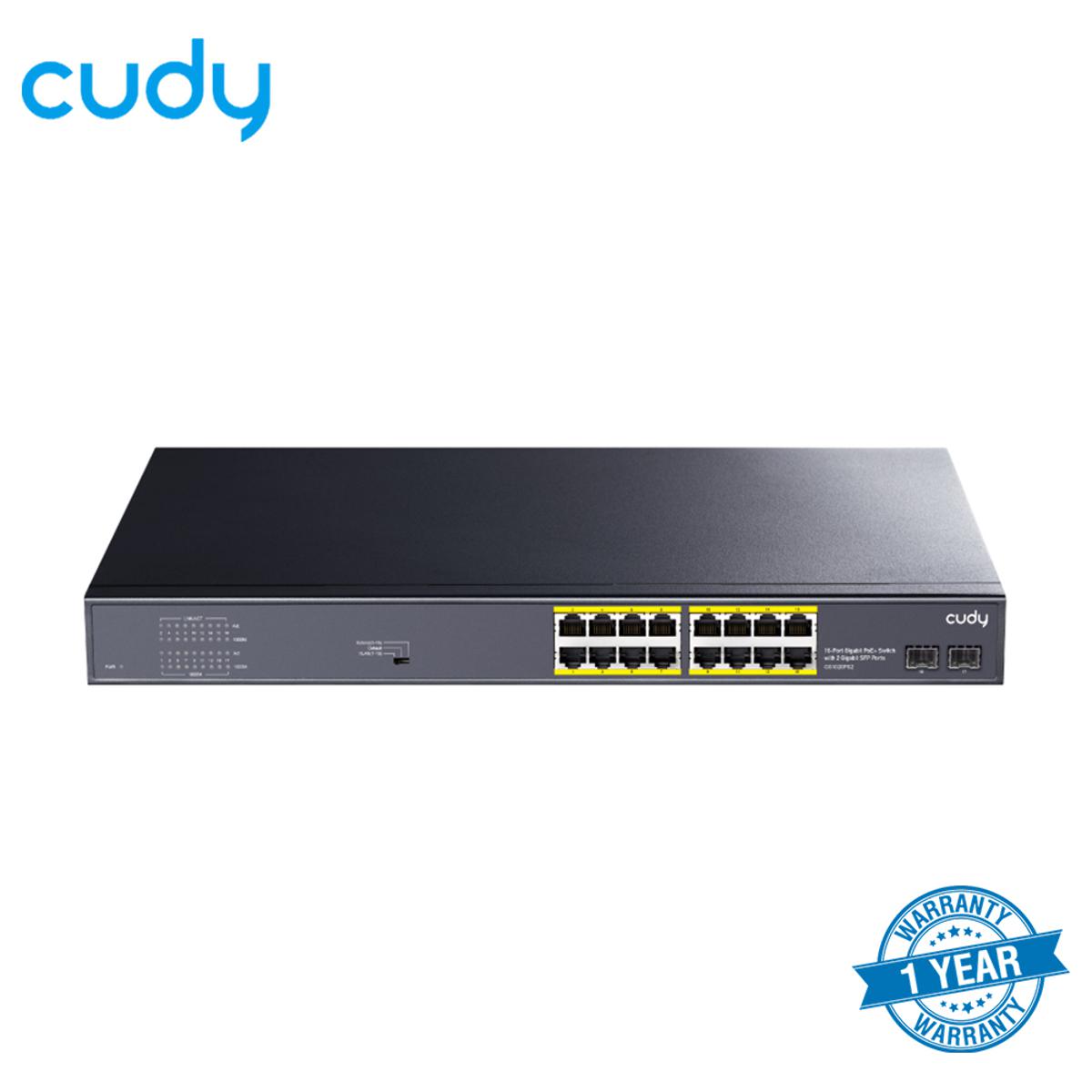 Picture of Cudy GS1020PS2 16-Port 10/100/1000M Gigabit PoE+ Switch with 2 Gigabit SFP Ports