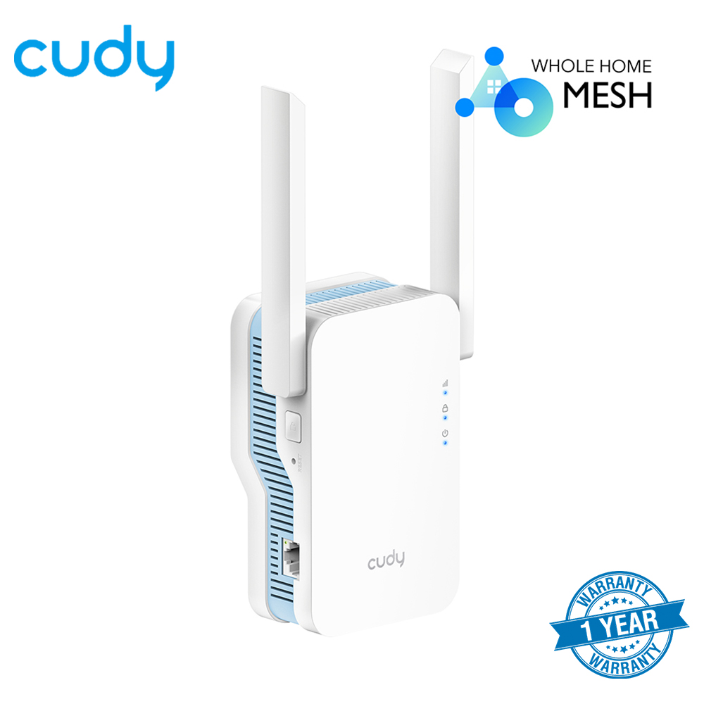 Picture of Cudy RE1200 AC1200 Dual Band Range Extender - 300Mbps at 2.4GHz & 867Mbps at 5GHz - Boost Wi-Fi coverage up to 1400 sq. ft - MU-MIMO - White