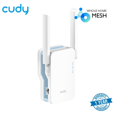 Picture of Cudy RE1200 AC1200 Dual Band Range Extender - 300Mbps at 2.4GHz & 867Mbps at 5GHz - Boost Wi-Fi coverage up to 1400 sq. ft - MU-MIMO - White