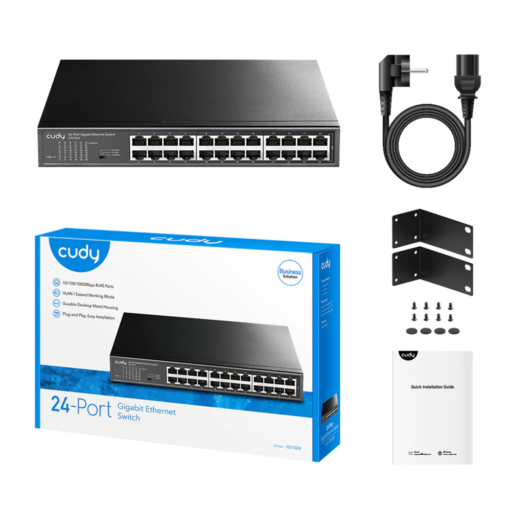 Picture of CUDY GS1024 - 24-Port 10/100/1000Mbps Gigabit Desktop Switch - Complies with IEEE 802.3, IEEE 802.3u, IEEE802.3x and IEEE 802.3ab standards - 24x 10/100/1000Mbps Auto-Negotiation, Auto-MDI/MDIX ports -  Store-and-Forward switching method