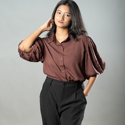 Picture of Mad Koffee Airy Drapes Shirt Top for Women – Rust