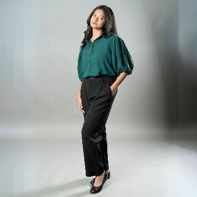 Picture of Mad Koffee Airy Drapes Shirt Top for Women – Forest