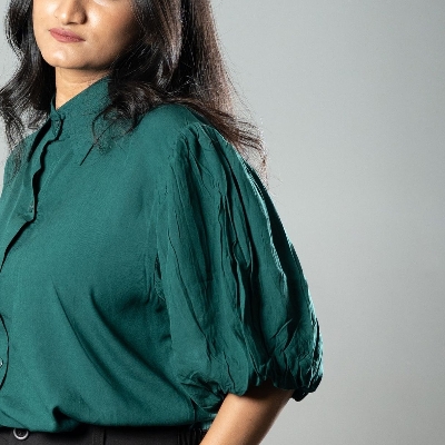 Picture of Mad Koffee Airy Drapes Shirt Top for Women – Forest