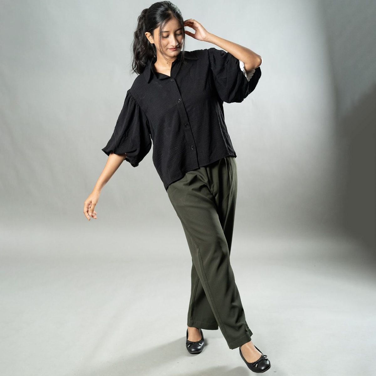 Picture of Mad Koffee Airy Drapes Shirt Top for Women – Eclipse