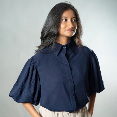 Picture of Mad Koffee Airy Drapes Shirt Top for Women – Deep Sea