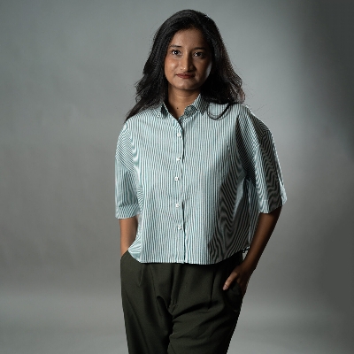 Picture of Mad Koffee Cropped Oversized Shirts — Mint Green Stripes