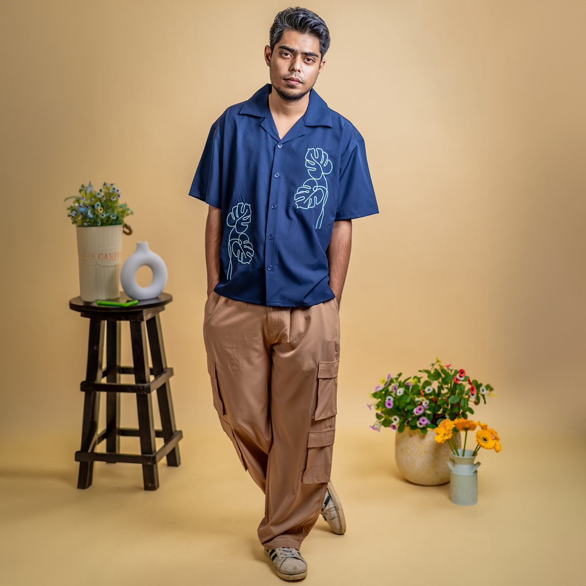 Picture of Mad Koffee Men’s Embroidery Cuban Shirts — Midnight Navy