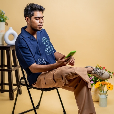 Picture of Mad Koffee Men’s Embroidery Cuban Shirts — Midnight Navy