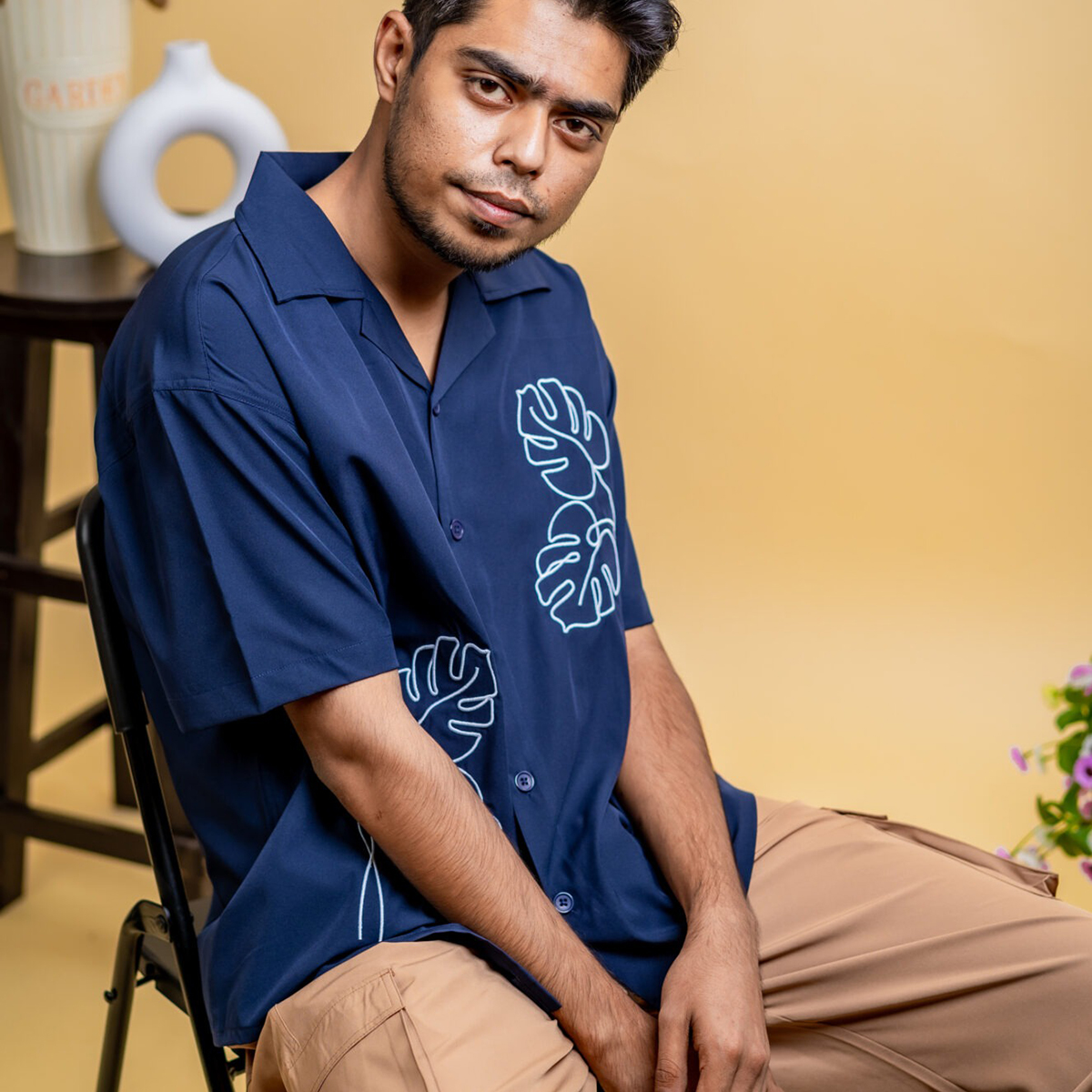 Picture of Mad Koffee Men’s Embroidery Cuban Shirts — Midnight Navy