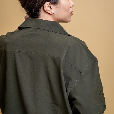 Picture of Mad Koffee Women’s Embroidery Cuban Shirts — Olive