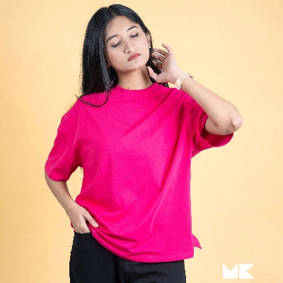Picture of Mad Koffee Oversized Drop Shoulder T-Shirt – Onek Hot Pink