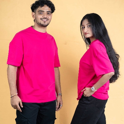 Picture of Mad Koffee Oversized Drop Shoulder T-Shirt – Onek Hot Pink