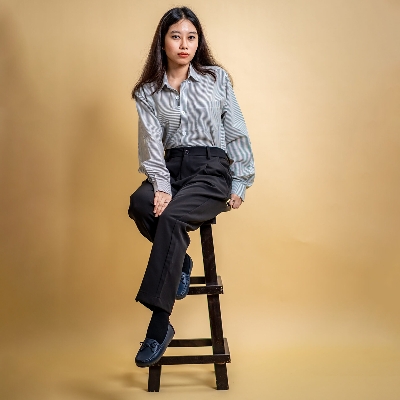 Picture of Mad Koffee Women’s AirLight Button-down Shirts – Grey Striped