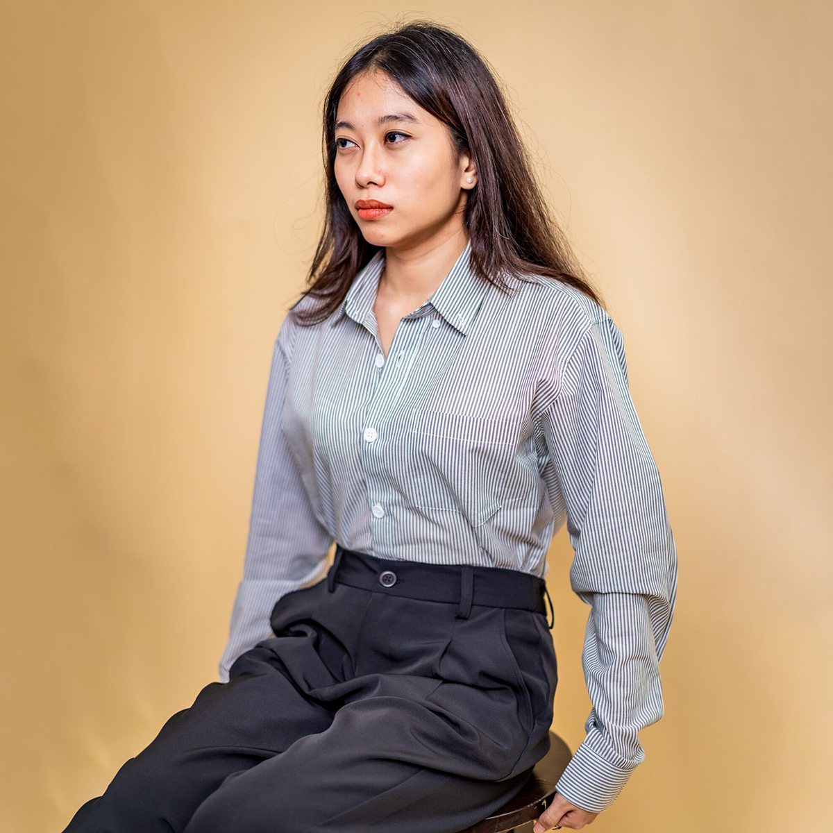 Picture of Mad Koffee Women’s AirLight Button-down Shirts – Grey Striped