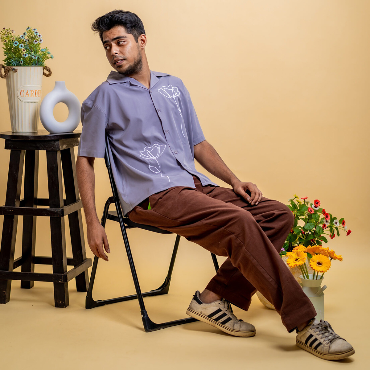 Picture of Mad Koffee Men’s Embroidery Cuban Shirts — Grey