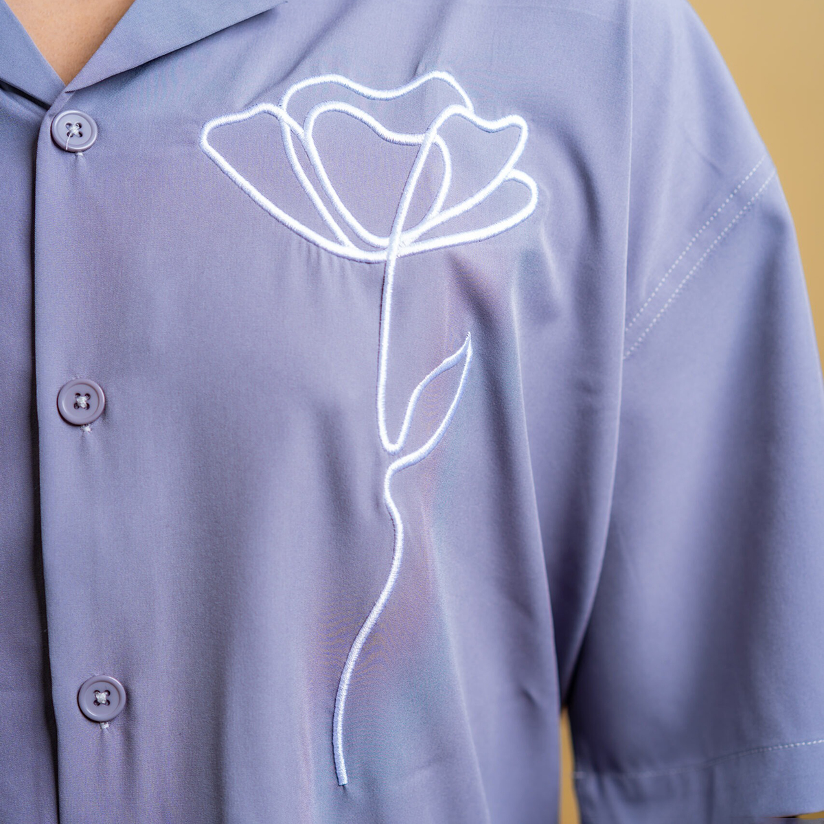 Picture of Mad Koffee Men’s Embroidery Cuban Shirts — Grey