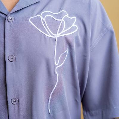 Picture of Mad Koffee Men’s Embroidery Cuban Shirts — Grey