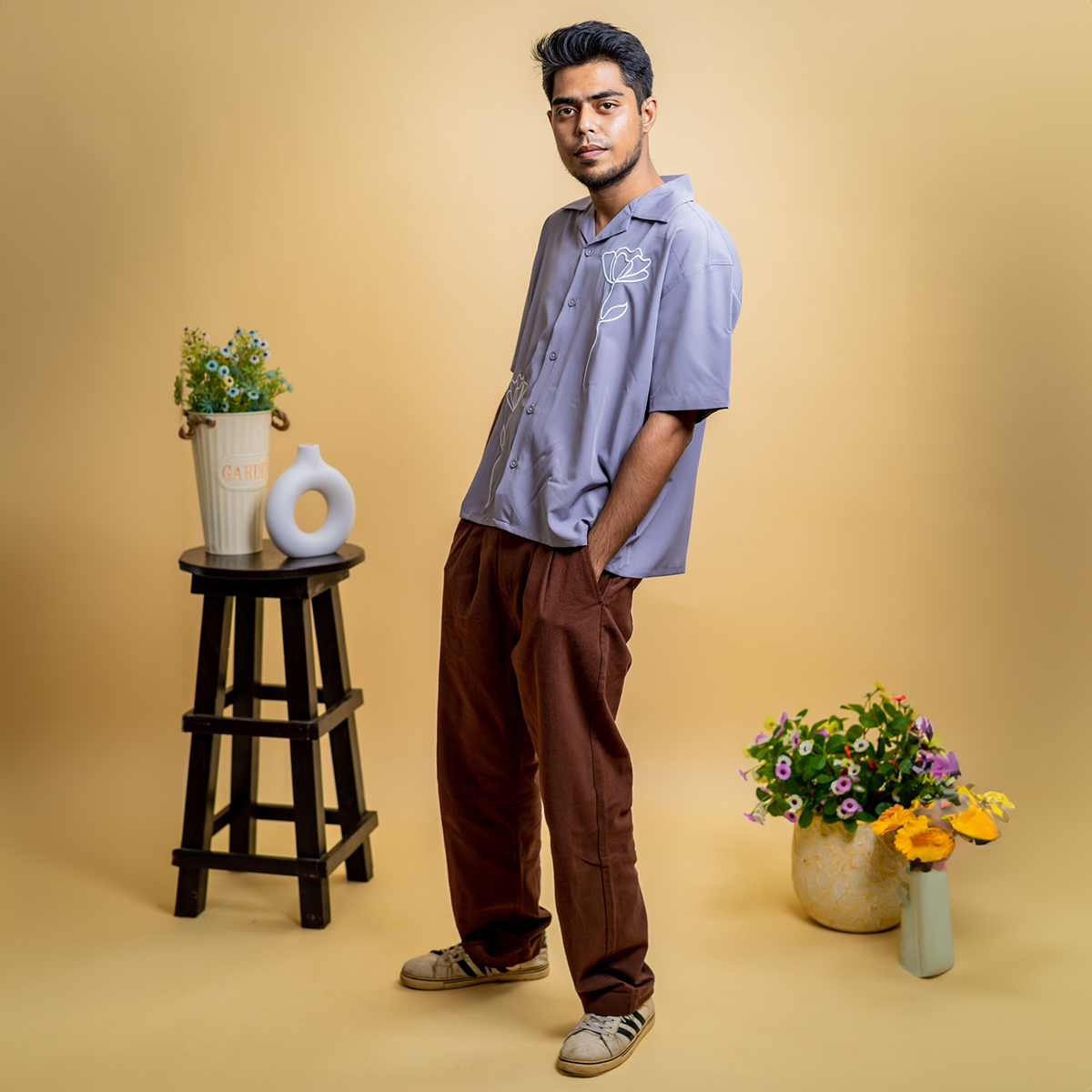 Picture of Mad Koffee Men’s Embroidery Cuban Shirts — Grey