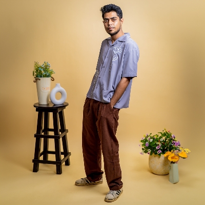 Picture of Mad Koffee Men’s Embroidery Cuban Shirts — Grey