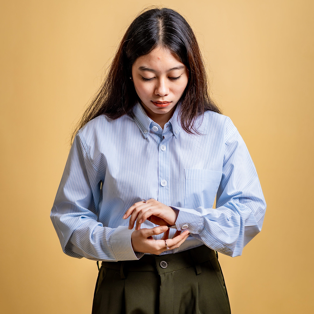 Picture of Mad Koffee Women’s AirLight Button-down Shirts – Light Blue Stripes