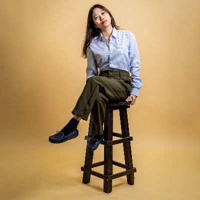 Picture of Mad Koffee Women’s AirLight Button-down Shirts – Light Blue Stripes