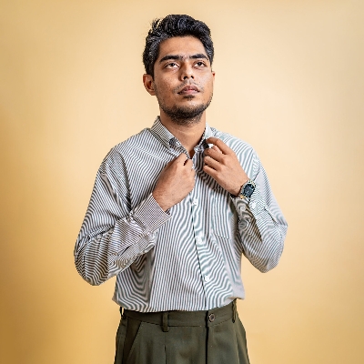 Picture of Mad Koffee Men’s AirLight Button-down Shirts – Grey Striped