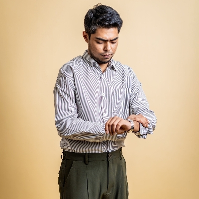 Picture of Mad Koffee Men’s AirLight Button-down Shirts – Grey Striped