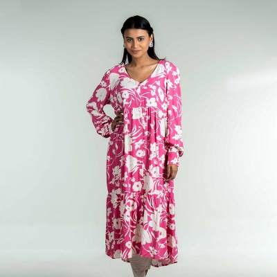 Picture of TORR Pink AOP Women's Long Top