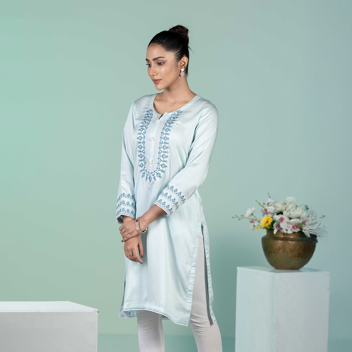 Picture of TORR Sky Blue Ethnic Wear (01 Piece Kurti)