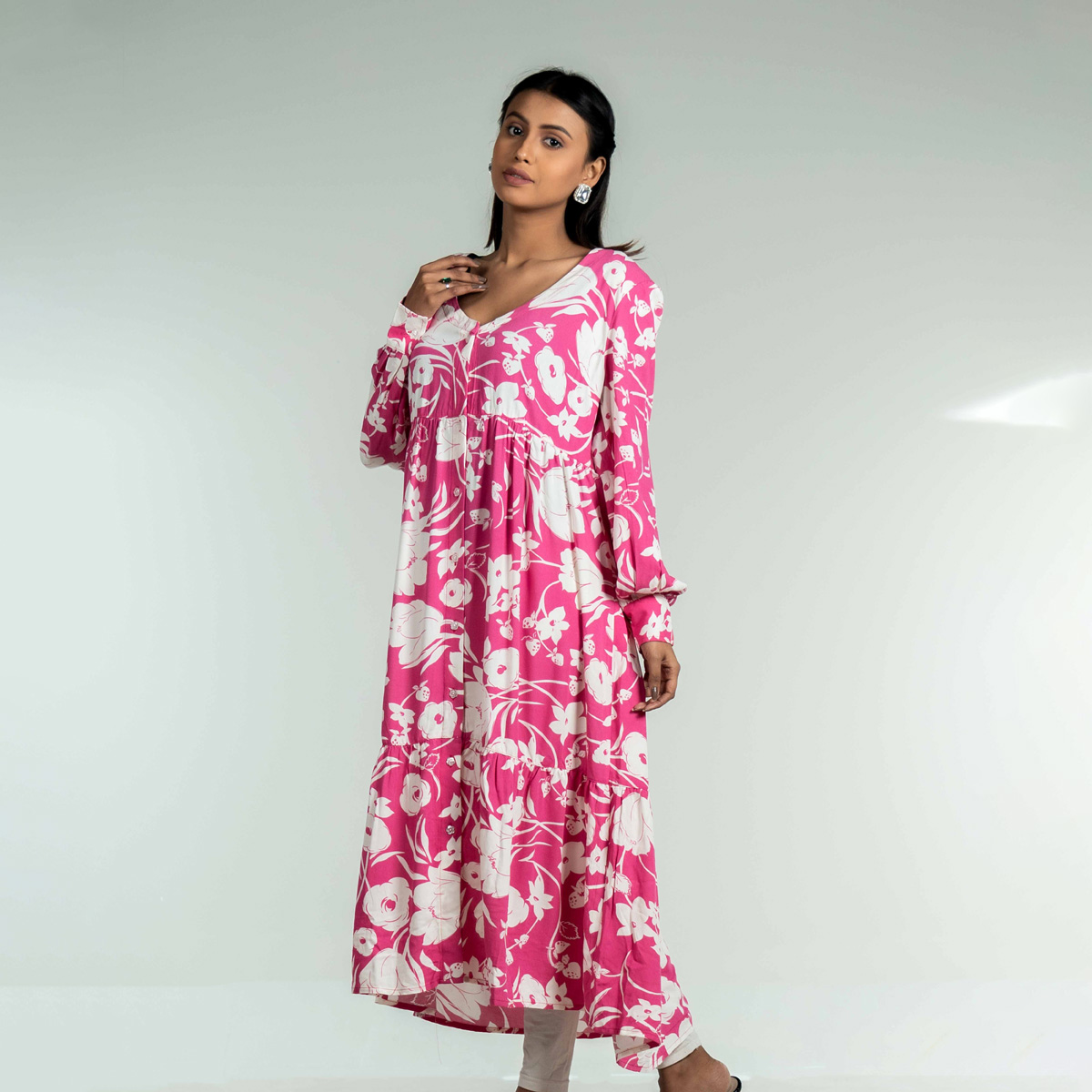 Picture of TORR Pink AOP Women's Long Top