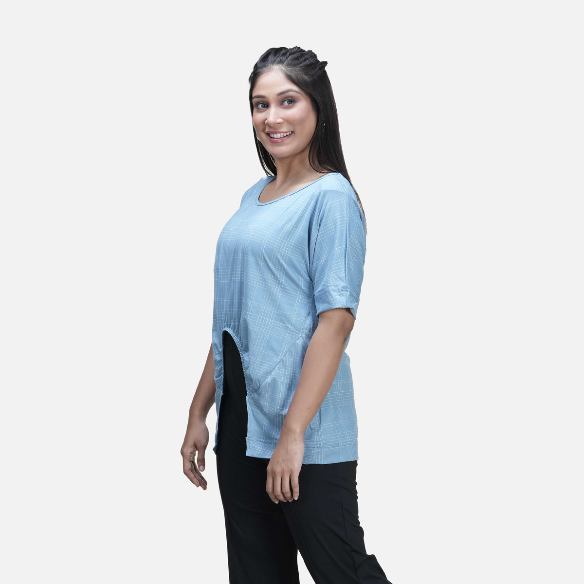 Picture of TORR Blue Aop Womens Kimono T-Shirt