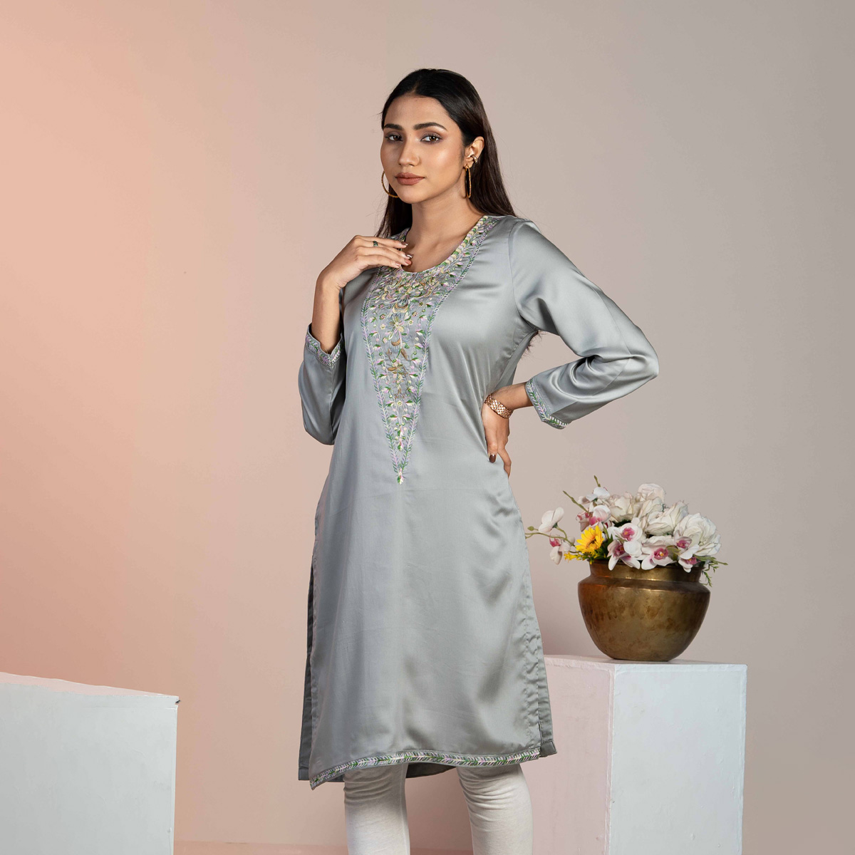 Picture of TORR Silver Ethnic Wear (01 Piece Kurti)