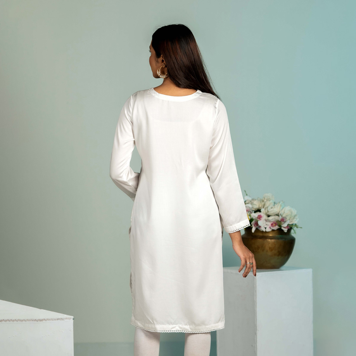 Picture of TORR White Ethnic Wear (01 Piece Kurti)