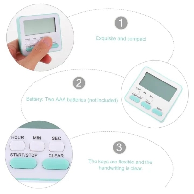 Picture of Digital Display Baking Timer Timer Alarm Clock Kitchen Reminder Cute Clock Digital Clocks Silent Clock Food Abs Student Stopwatch Oven Timers