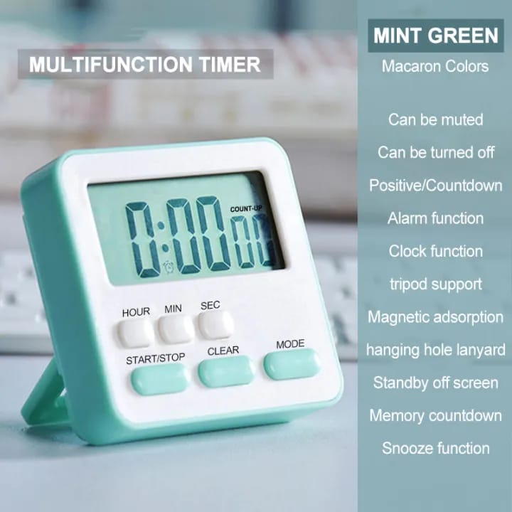 Picture of Digital Display Baking Timer Timer Alarm Clock Kitchen Reminder Cute Clock Digital Clocks Silent Clock Food Abs Student Stopwatch Oven Timers