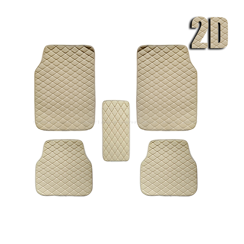 Picture of Indulge Durablity - Exceotional Quality - PVC Leather 2D Car Mat - Being and Beige Embroidery - Sustainable Option - Exclusive Experience