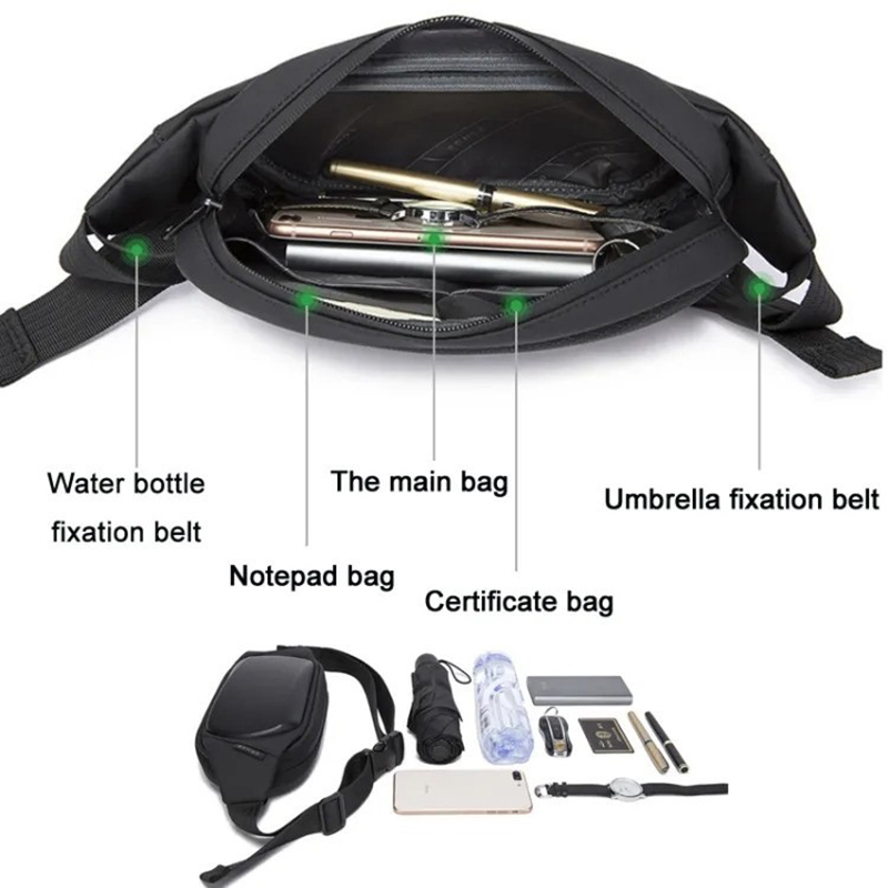 Picture of BANGE 7266 Anti-Theft Chest Bag – Waterproof EVA Hard Shell Crossbody for Travel & Daily Use Sling Bag -Waist Bag